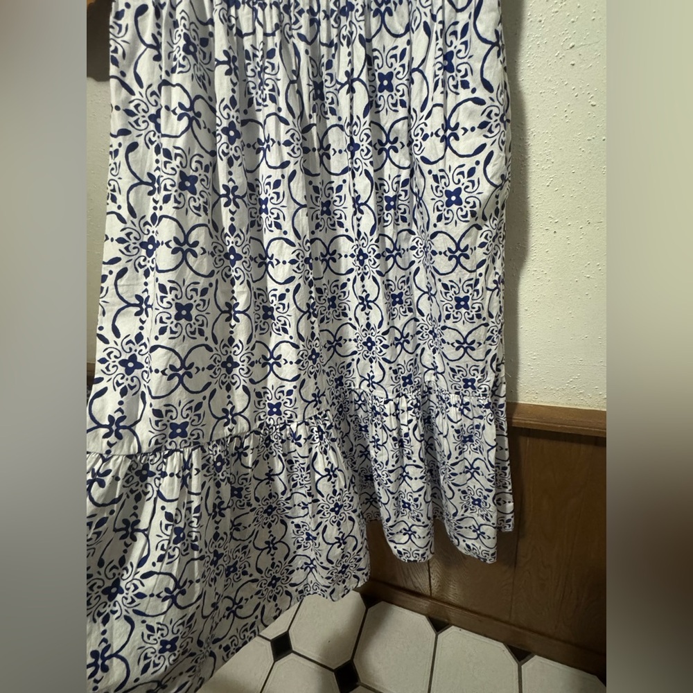 J. Crew factory blue and white Poplin corset midi dress Size 6 - Picture 12 of 14